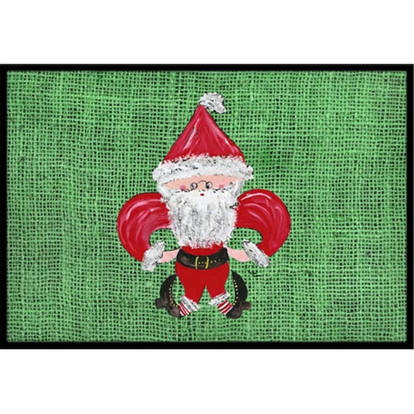 Carolines Treasures 18 x 27 in. Christmas Santa Fleur De Lis Indoor and Outdoor Doormat 8746MAT - main